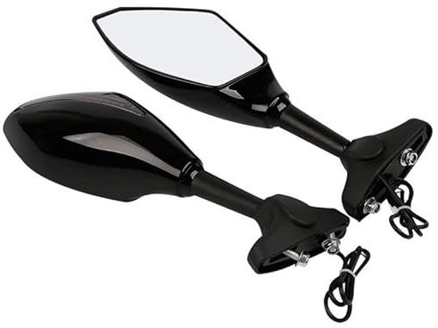 Motorrad Spiegel 2 STÜCKE Motorrad-Lenkerhalterung Rückspiegel mit Blinker leuchtet Motorradspiegel