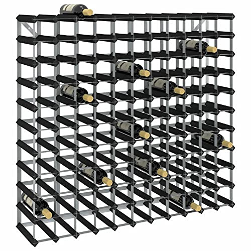 Mengtu Portavini da 120 Bottiglie Nero in Legno Massello di Pino, Portabottiglie Vino, Cantinetta Vino, Decorazione per la Casa Porta Bottiglie di Vino, Mobiletto Portavini Decor Mobili