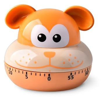 Uixxducc Küchentimer, Mechanischer Timer, Küchentimer 60 Minuten Manuell Verstellbar Mechanisch Küchenwecker Kurzzeitmesser Eieruhr Kurzzeitwecker für Kochen Lernen (Hund)