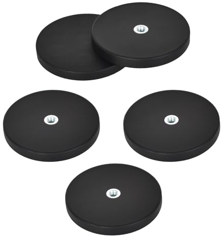 5 Stück Magnet mit Innengewinde M6, Neodym Magnete Gummiert 66mm, Haftkraft 18 Kg, Magnetischer Montagesockel