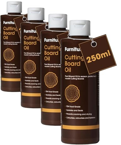 Chopping Board Oil - Premium Food Grade Mineral Oil to Protect and Restore Wood Cutting Boards, Butcher Blocks, Countertops - 250ml (Pack of 4)
