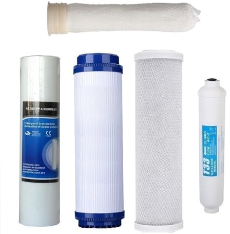 DC Solution | Kit 4 filtri + Membrana Ultra Filtrazione depuratore acqua | Ricambi filtri stadi domestico acqua potabile rubinetto casa