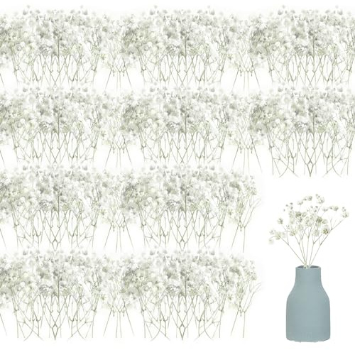 CZAYEFNH 50 PCS Schleierkraut Künstliche Blumen, 5-10 cm Schleierkrautzweige Gefälschtes Schleierkraut, für Hochzeit Brautsträuße Zuhause Basteln und Dekoration (Elfenbeinweiß)