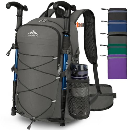 LUROON Wanderrucksack 40L Herren Damen Wasserdichter Rucksack Ultraleicht Reiserucksack Trekkingrucksack mit Reflexstreifen Faltbarer Rucksack Für Camping Wandern Klettern Radfahren