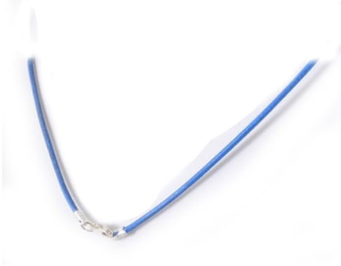weiches Ziegen Lederband Lederkette hellblau mit Echsilber Karabinerhaken 45 cm
