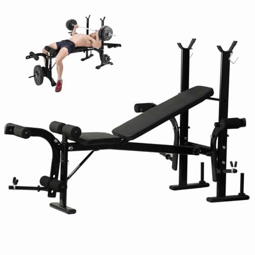 Utaxuper 4 in 1 Fitnessbank Hantelbank Verstellbar, mit Hantelablage, Curl Pad, Max 800 lbs, Trainingsbank Schrägbank für Ganzkörper-Workout zu Hause, Fitnessstudio Schwarz