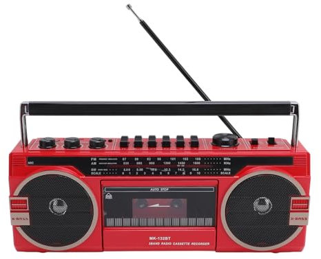 Registro de Reproductor de Cassette Retro, Estéreo de Radio Am/FM/SW con Altavoz Bluetooth, AC o Batería, Reproductor de Cintas de Caseta Vintage (Enchufe de la UE)