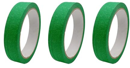 HRLORK 3 Rolls Green Low Tack Masking Tape - Writable Painters Tape, 20mm x 20m Professional Decorators Tape for Indoor Painting, Renovation & Home Decoratio