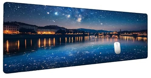 Alfombrilla Ratón Azul Alfombrilla Ratón XXL 1000x500mm Cielo Estrellado Mouse Pad Gaming, Tapete Escritorio Mousepad Gaming Protector Escritorio Tapete Rato Base Goma Antideslizante Regalos I-4