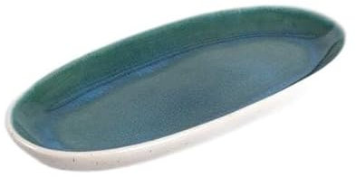 HOMLA SEDANO Piatto da portata ovale, turchese, 18 cm, in gres porcellanato, design unico, lavabile in lavastoviglie