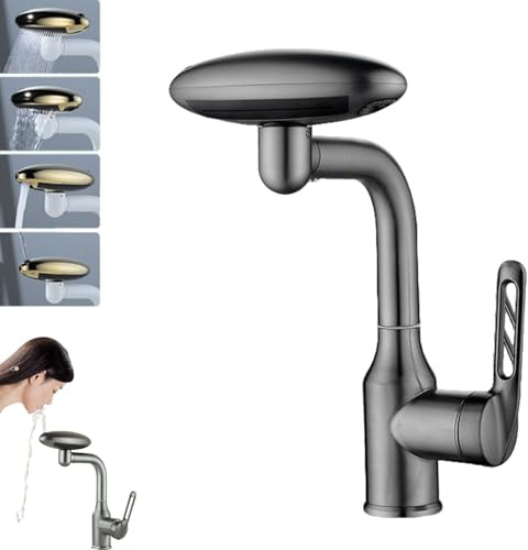 4 Modus Wasserhahn,waschtischarmatur Mit Herausziehbarer Brause,360° Rotating Pull-out Washbasin Faucet with 4 Water Flow Modes,ausziehbarer Wasserhahn Badezimmer