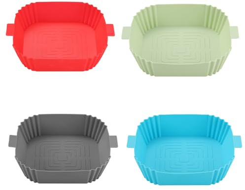 LLINthy Teglia da forno riutilizzabile in silicone per pizza e polli fritti, compatibile con padelle quadrate