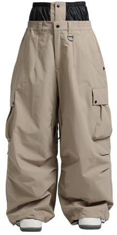 GSOU SNOW Uomo Donna Pantaloni da Sci Baggy Pantaloni da Snowboard Larghi - Multitasche Impermeabile Antivento Traspirante Calda