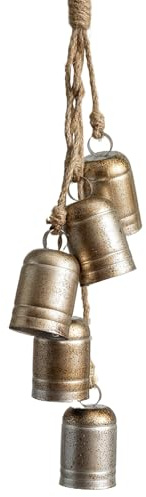 Weihnachtsglocken, Champagner -Metall -Vintage -Glocken mit Jute -Hängeseil, dekoratives Windspiel für Hochzeiten, Partys und Weihnachtskränze