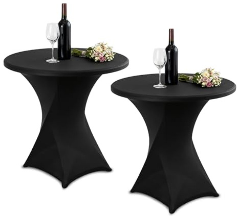 2 Packung Cocktail Stretch Bar Tischdecken, elastische Tischdecken 80 x 110 cm, perfekt für Bars, Hochzeiten, Schwarz