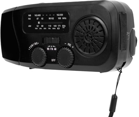 Naroote Notfall-Kurbelradio, Wasserdichtes Wetterradio mit Bluetooth 5.3-Lautsprecher, LED-Taschenlampe und 3 Lademethoden, 2000-Mah-Powerbank für Camping Rucksacktouren Wanderungen
