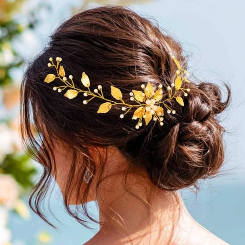 Ushiny Haarschmuck Hochzeit Gold Braut Haarschmuck für Damen