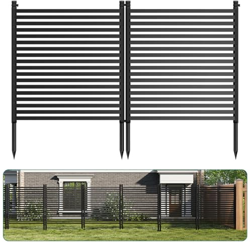 Outdoor Privacy Fence Panels, 48 h x 71 w No-Dig Metal Garden Fence, Rustproof Decorative Panels for AC Unit Cover, Pool Pump, Trash Can Enclosure, Yard & Flower Bed Border, Easy Install