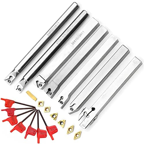 Drehmaschinen-Drehwerkzeuge, Upgrade, 21 Stück, 10 mm, Drehwerkzeughalter, Drehmeißel, Bohrstange + Einsatz + Schraubenschlüssel-Set