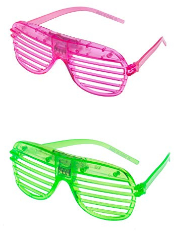 Ultra Mixed Pack of 2 LED Shutter Glasses - Party Flashing Glasses with Lights - Neon Glasses Rave Accessories - Futuristic LED Glasses 6 Colour Rave Glasses - Light Up Glasses - Glow LED Sunglasses