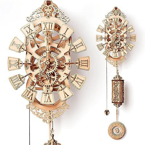 Wood Trick - Horloge à Pendule - Puzzle 3D Adulte - Casse Tete Adulte et Adolescent - Maquette à Construire - Kit de Construction en Bois 3D - Assemblage sans Colle - 251 pièces