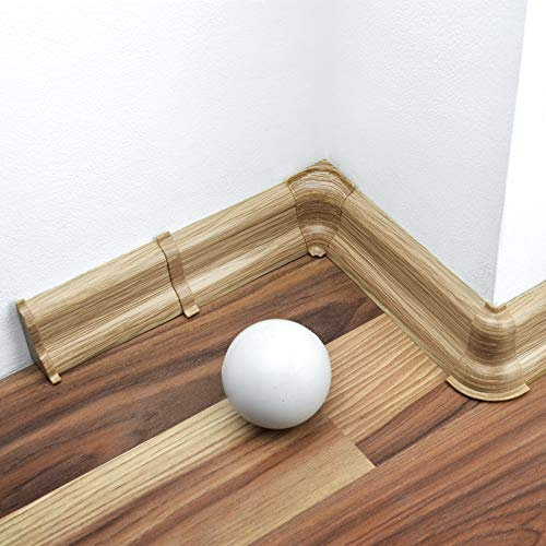 DQ-PP Außenecke 52mm PVC Eiche hell Laminatleisten Fussleisten aus Kunststoff Dekore