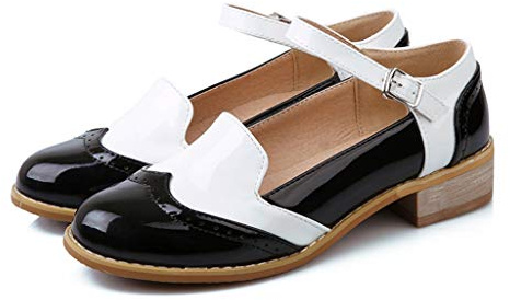 MIOKE Women's Two Tone Flat Mary Jane Oxford Shoes Lace Up Wingtip Low Heel Vintage Saddle Oxfords Brogues
