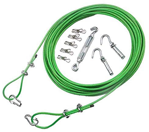 TYXTYX Línea de Lavado 10 m Línea de Ropa Línea de Lavado de Repuesto Cuerda con núcleo de Acero Fuerte plástico extralargo Cubierta de PVC Tendedero de jardín Secador Giratorio Cable para Exterior