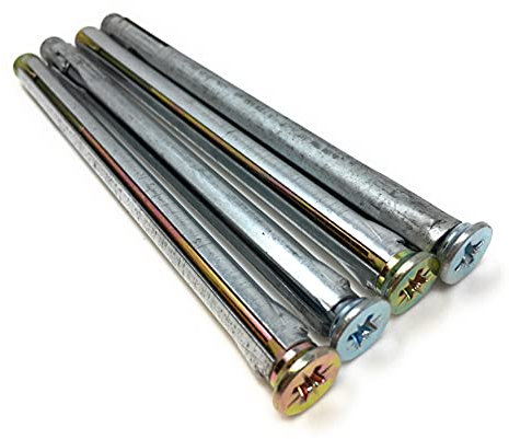 4x Metallrahmendübel/Metall Rahmendübel/Fensterrahmendübel, Stahl verzinkt, PZ3 Antrieb mit Kappenkopf 10x132mm