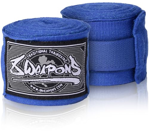8 WEAPONS Boxbandagen Halbelastisch, Ideal für Training und Wettkampf, Verstärkter Klettverschluss, Bandagen für Muay Thai, K1, Boxen, MMA und Kickboxen