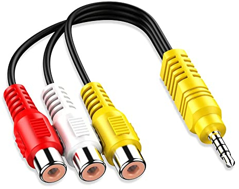 ezqnirk 1pcs 23cm 3.5MM To 3 RCA Cable Video Component AV Adapter Cable Suitable for TCL TV To RCA Red White And Yellow Female Video Cable TV Set