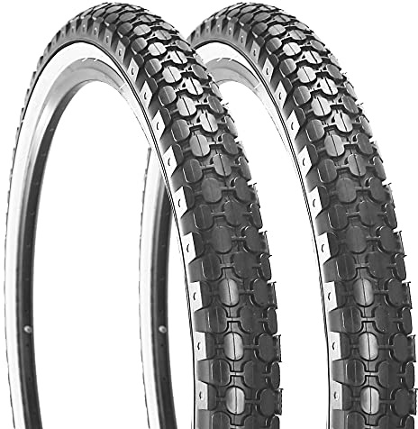 2 Stück Beach Cruiser Fahrradreifen, 66 x 5,4 cm, Klapprad-Ersatzreifen, schwarz/weiße Seitenwand (Paar weiße Wand)