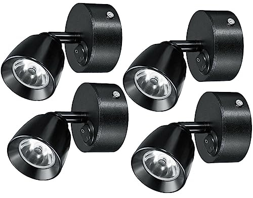 Etomvoop 12V LED-Spot-Leselampen, Wohnwagen-Innenbeleuchtung, EIN/AUS-Schalter, Nachtwandlampen für T4, T5, T6, Wohnmobil, Boot, Yartch, LKW (Schwarz-2-4Stück)