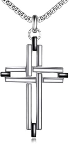 YAFEINI Kreuz Kette für Herren 925 Sterling Silber Kreuz Anhänger Halskette Christlicher Schmuck Geschenk (Kreuz)