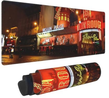 Moulin Rouge Großes Gaming-Mauspad mit rutschfester Gummiunterseite, wasserdicht, Schreibtischmatte, Desktop-Tastatur, Mauspad für kabellose Maus, Computer, Laptop, Büro, 80 x 30 cm
