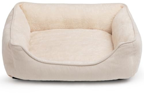 Hollypet Katzenbett Kleines Hundebett Haustierbett für Katzen und Welpen, Weiches Haustierschlafbett Atmungsaktives Haustierkissen, Beige (55 * 45 * 15cm)