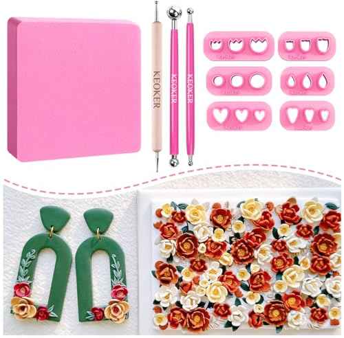 Keoker Mini-Blütenblatt-Tonschneider – 6 Formen, Mini-Blumen-Ausstechform für Ohrringe, Polymer-Ton-Blumenformen, Tonschneider für Polymer-Ton-Schmuck