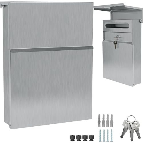 ALSTEN TECH Designer Briefkasten Wandbriefkasten Postkasten ohne Zeitungsfach Edelstahl V2A Rostfrei Mini 30x23 cm