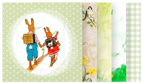 VBS Servietten Set Ostern 20 Stk 33x33 cm Papier 5 Motive einseitig bedruckt für Serviettentechnik und Decoupage ideal für Ostern