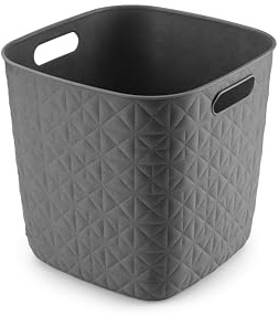 CURVER Aufbewahrungskorb Softex 15 l – elegantes Design – leicht, stapelbar und praktisch – 100% recycelt – 27 x 27 x 26 cm – Grau