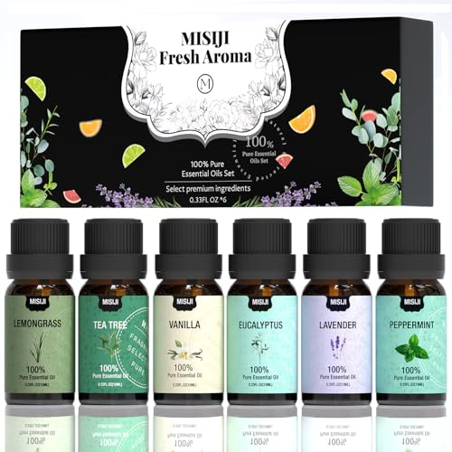 MISIJI ätherische öle Set Top 6 Aromatherapie-Ätherische Öle für Diffusor für Zuhause,aroma diffuser für Aromatherapie,massageöl,Wäsche,Kerzen&Seifenherstellung,Luftbefeuchter,lavendelöl