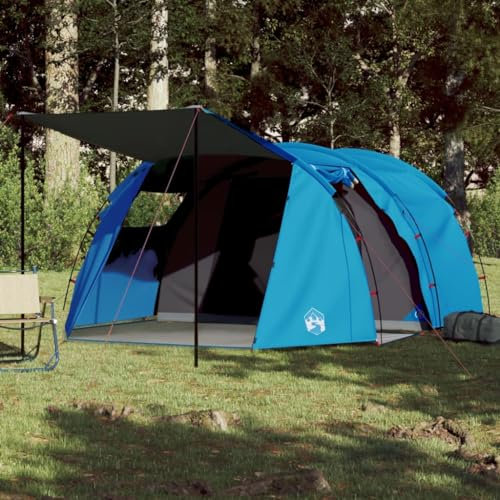 Annlera Campingzelt Blau 4 Personen Familienzelt inkl. Sonnendach Vorzelt Zelt mit Schlafkabine Kuppelzelte für Wandern Camping Outdoor 420x260x153 cm
