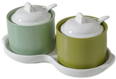 QXSJEDYCH Azucarero, bote de condimento, azucarero nórdico con tapa, juego de tarros de almacenamiento coloridos, salero de porcelana de color sólido, for cafetería, cocina, 3 juegos, 200 ml / 7 oz (c