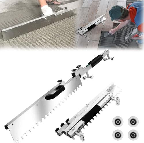 Alisador Azulejos, Herramienta Pulido Superficies Azulejos Herramienta Niveladora Pavimentación Azulejos Plegable Acero Inoxidable 400-800MM Con 4 Ruedas Móviles Nivel Fluorescencia