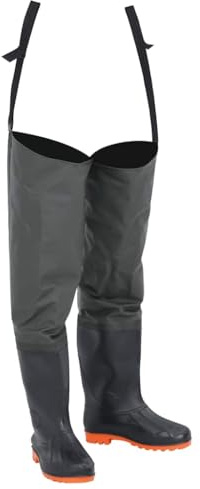 vidaXL Hip Waders Adjustable Waterproof Knees Thigh Wader Dark Green Size 42 - PVC Coated Polyester for Fishing, Hunting, Farming
