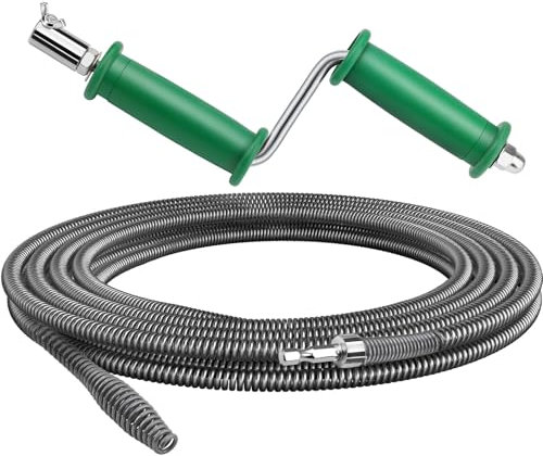 Pulitore a spirale per la pulizia dei tubi, 3 m x 10 mm, a spirale, per la pulizia dei tubi, a spirale, per la pulizia, per la cucina, con adattatore manuale
