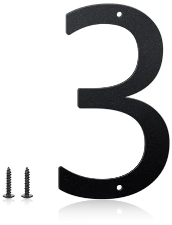 Numeri civici e lettere in metallo da 30 cm per cartelli esterni, numeri civici per esterni, lettere e numeri in alluminio per porte, cassette postali, giardino, perfetti per casa o ufficio (numero 3)