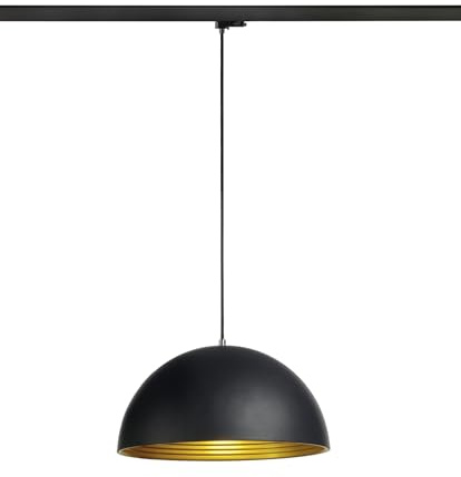 SLV FORCHINI 40 TRACK Pendelleuchte, Ø40cm, E27, schwarz/gold, 3-Phasen-Schienensystem, ohne Leuchtmittel, Stahl Korpus – ideal für Esszimmer, Küche, Gastronomie.