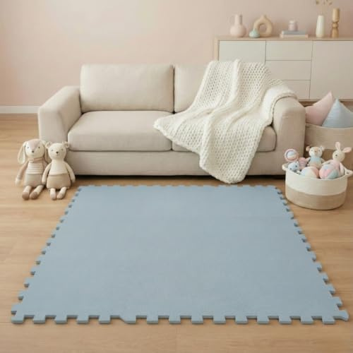 LittleTom 18 Pezzi Tappeto Gioco per Bambini in Piastrelle EVA 30x30 cm - Pavimento Morbido e Antiscivolo per Neonati - Superficie Puzzle Protettiva Ideale per la Cameretta dei Bimbi e Gioco a Terra