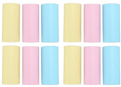 Baxnore 12 Rollen farbiges Thermopapier, selbstklebender bedruckbarer Aufkleber, Mini-Druckerpapier, Thermorollen, buntes Mini-Druckpapier für Drucker, 57 x 25 mm